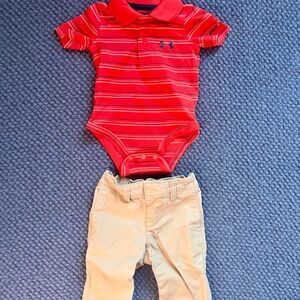 Under Armour Red Striped Polo Onesie and Gap Kahakis